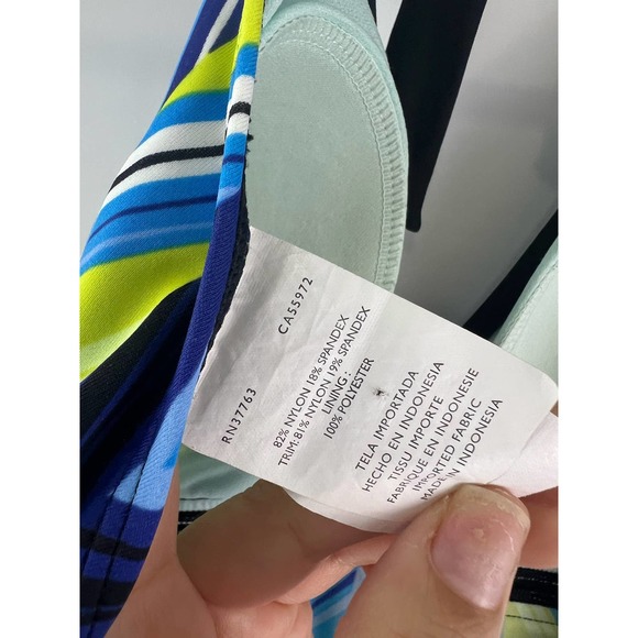 Blue Green Black Nike Swimwear Swimsuit Size 10 Halter Back Lined Bra - Picture 4 of 5